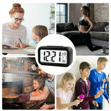 Digital Bedside Led Snooze Alarm Clock Time Temperature Day/Night Desktop Clock - White - Extra Image