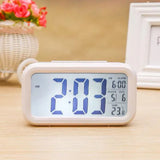 Digital Bedside Led Snooze Alarm Clock Time Temperature Day/Night Desktop Clock - White - Extra Image