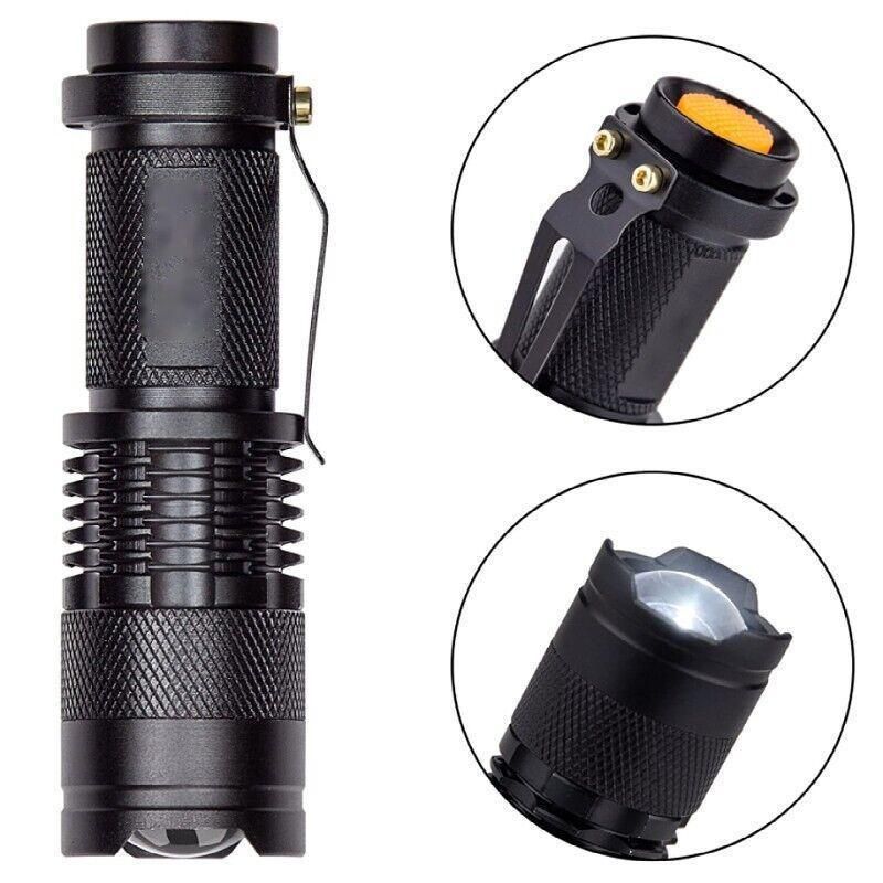 5/10x Mini Q5 LED Flashlight Torch Adjustable Focus Zoom Light Lamp 1200LM - 5PCS