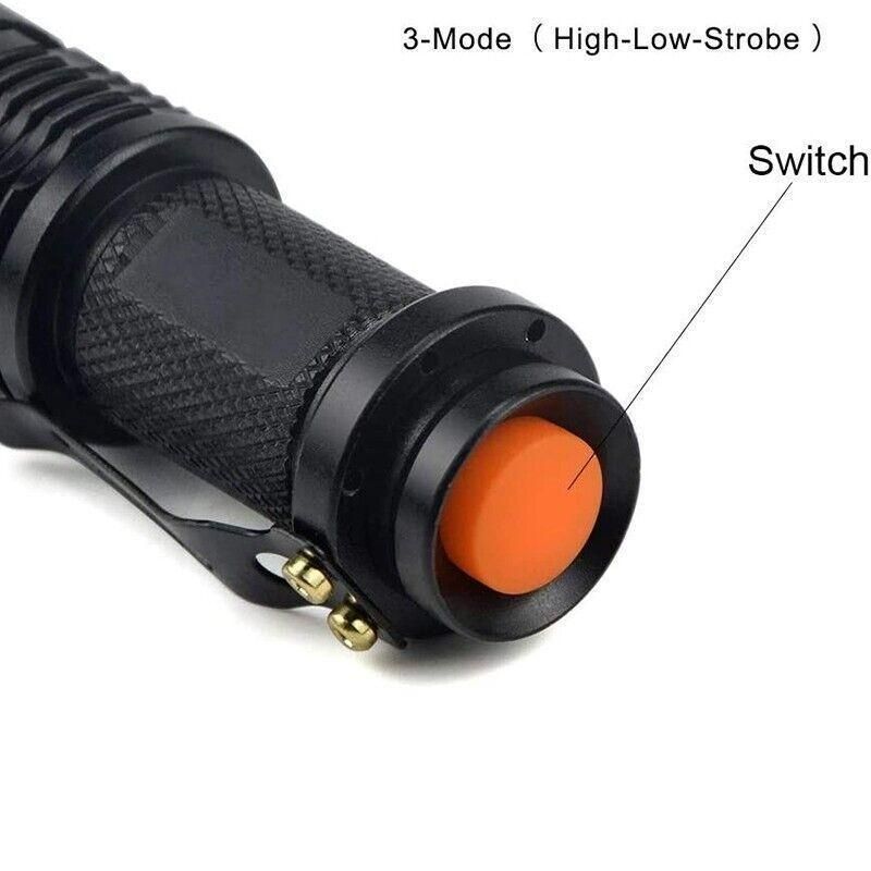 5/10x Mini Q5 LED Flashlight Torch Adjustable Focus Zoom Light Lamp 1200LM - 5PCS