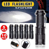 5/10x Mini Q5 LED Flashlight Torch Adjustable Focus Zoom Light Lamp 1200LM - 5PCS