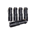 5/10x Mini Q5 LED Flashlight Torch Adjustable Focus Zoom Light Lamp 1200LM - 5PCS - Rear View
