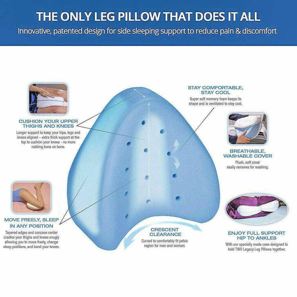 Knee Support Ergonomic Memory Foam Leg Pillow Cushion Washable Cover