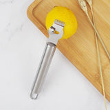 Lemon Zester Grater Knife Tool Stainless Steel with Channel Garnish Citrus Lime - Black - Top-Down View