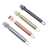 Lemon Zester Grater Knife Tool Stainless Steel with Channel Garnish Citrus Lime - Gold - Front View