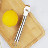 Lemon Zester Grater Knife Tool Stainless Steel with Channel Garnish Citrus Lime - Gold - Side View