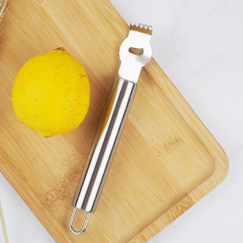Lemon Zester Grater Knife Tool Stainless Steel with Channel Garnish Citrus Lime - Gold