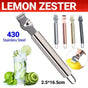Lemon Zester Grater Knife Tool Stainless Steel with Channel Garnish Citrus Lime - Silver
