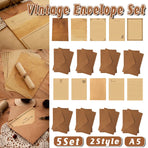 5 Set Vintage Cowhide Letter Paper Envelope Stationery Writing Set for Gifts - 1