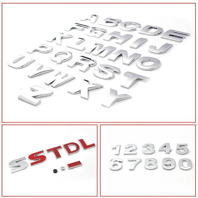 A-Z Alphabet Letters Car Sticker Self Adhesive Auto Badge Emblem 3D Chrome Good - Number 3