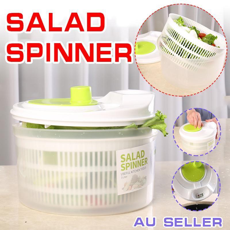 Large Salad Spinner 3L Vegetable Washer Dryer Bowl for Lettuce Spinach Broccoli