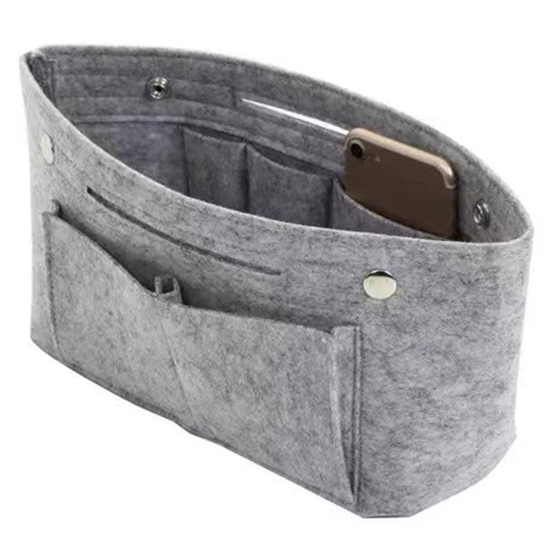 Travel Organiser Handbag Felt Bag Tote Insert Liner Purse Pouch Women 25*16*9Cm - Light Grey