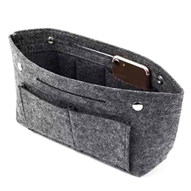 Travel Organiser Handbag Felt Bag Tote Insert Liner Purse Pouch Women 25*16*9Cm - Light Grey