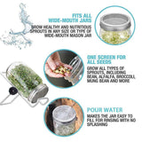 Seed Sprouting Lids Tools Strainer Screen Kits For Wide Mouth Mason Canning Jar - 1SET - Top-Down View