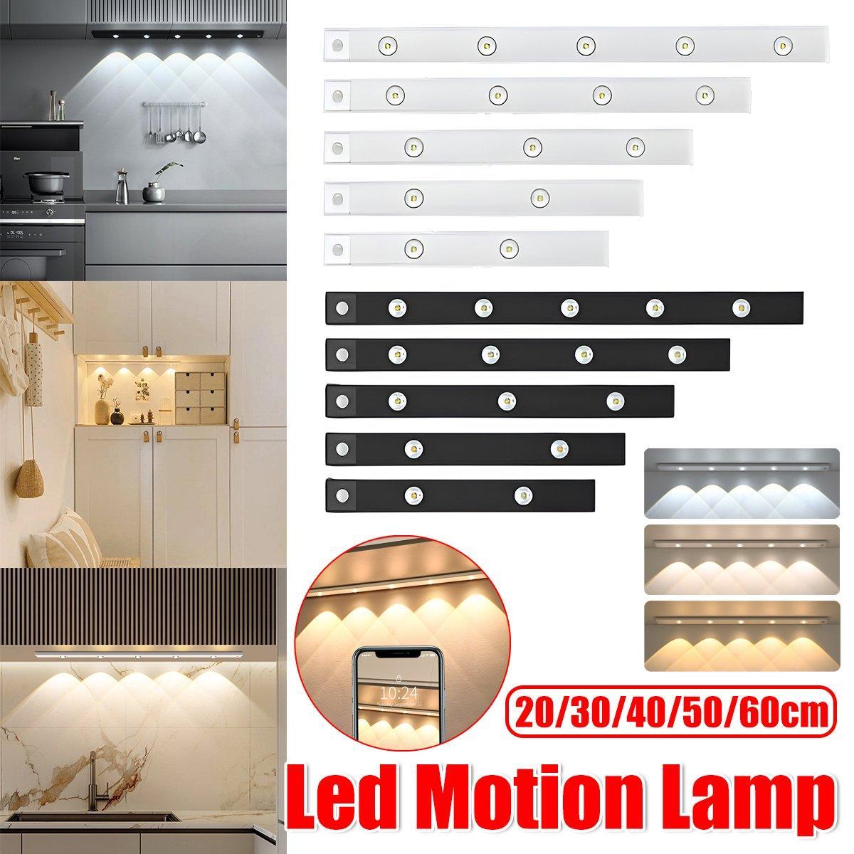 Ultra-Thin Intelligent LED Motion-Sensing Light Bar Rechargeable Strip Lamp - Remote Control Model - White 50cm