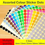 Green Assorted Sizes Colour Sticker Dots Adhesive Round Labels Circular Spot Scrapbook - 13mm*132 Dots