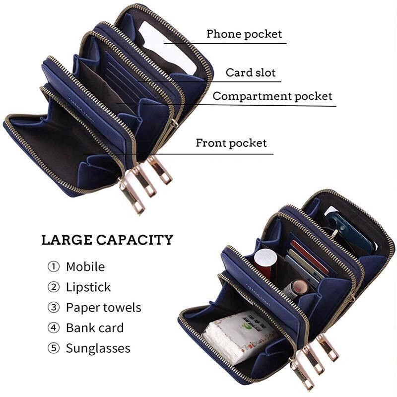 Women Crossbody Phone Purse Touch Screen Bag Rfid Blocking Wallet Shoulder Strap - Light Purple