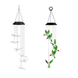 Wind Chimes Solar Powered Led Lights Changing Hanging Garden Yard Outdoor Decor - Hummingbird - Front View