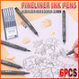 6 Pcs Set 6 Sizes Micro Pen Fineliner Ink Pens Waterproof Fine Point Line Black