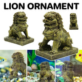 Resin Guardian Lion Statue Ornament Aquarium Decor Fish Tank Desktop Display
