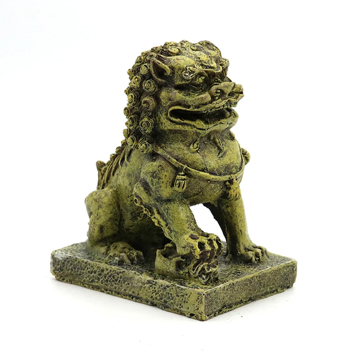 Resin Guardian Lion Statue Ornament Aquarium Decor Fish Tank Desktop Display