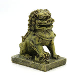 Resin Guardian Lion Statue Ornament Aquarium Decor Fish Tank Desktop Display - Front View