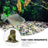 Resin Guardian Lion Statue Ornament Aquarium Decor Fish Tank Desktop Display - Rear View