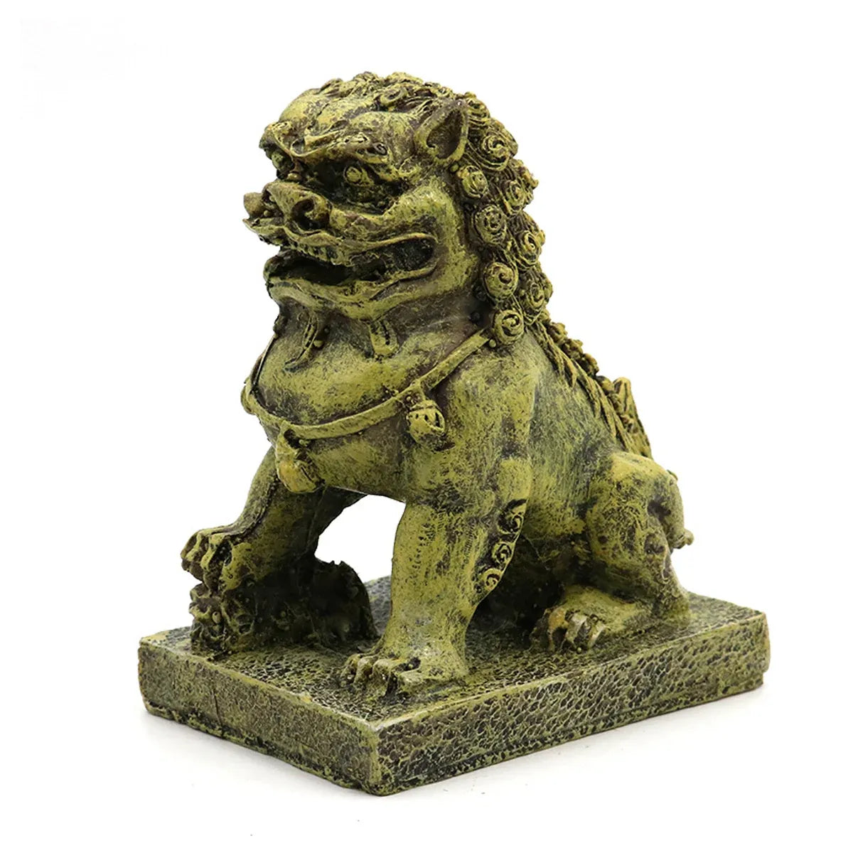 Resin Guardian Lion Statue Ornament Aquarium Decor Fish Tank Desktop Display