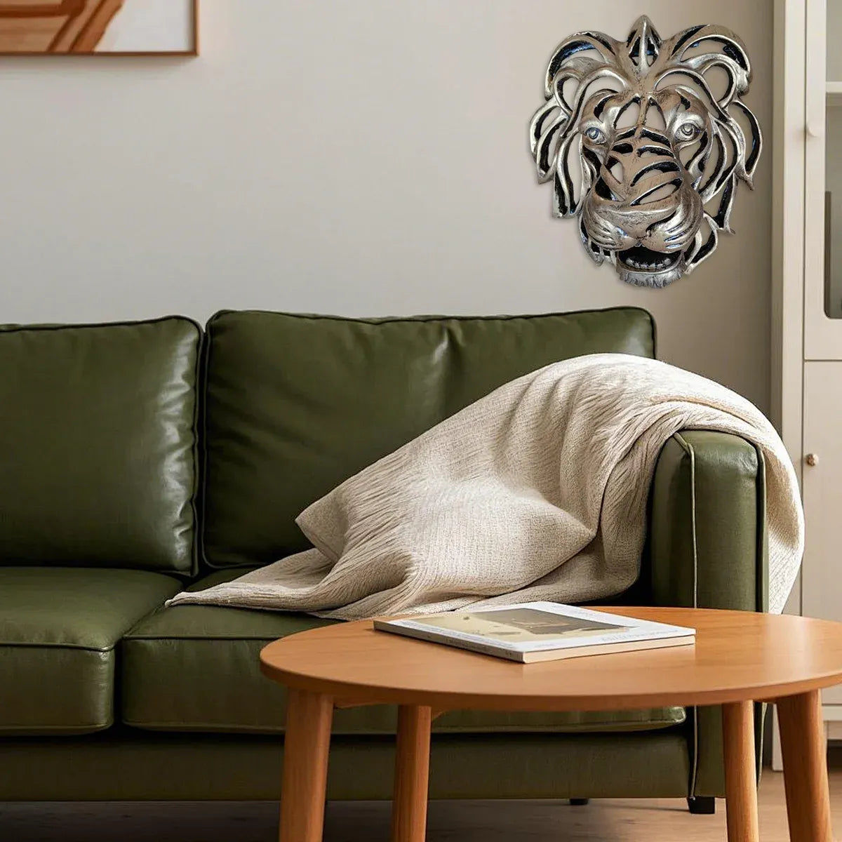Lion Head Wall Decor Resin Wall Hanging Sculpture Home Living Room