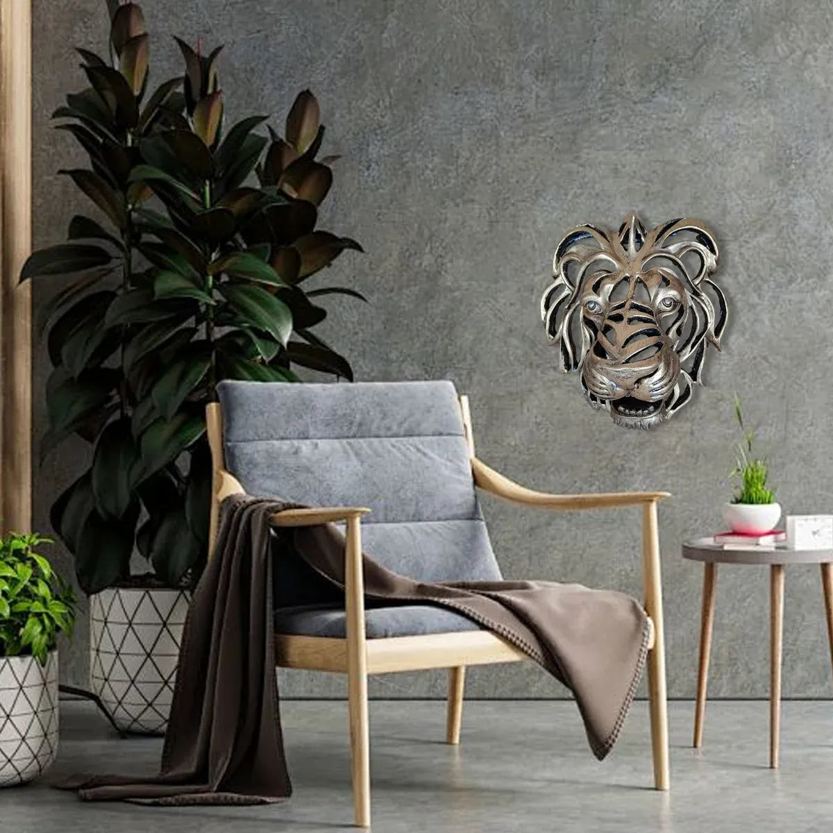 Lion Head Wall Decor Resin Wall Hanging Sculpture Home Living Room