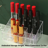 3pcs Transparent Lipstick Organizer Cosmetic Holder Storage Box for Makeup - Low Angle