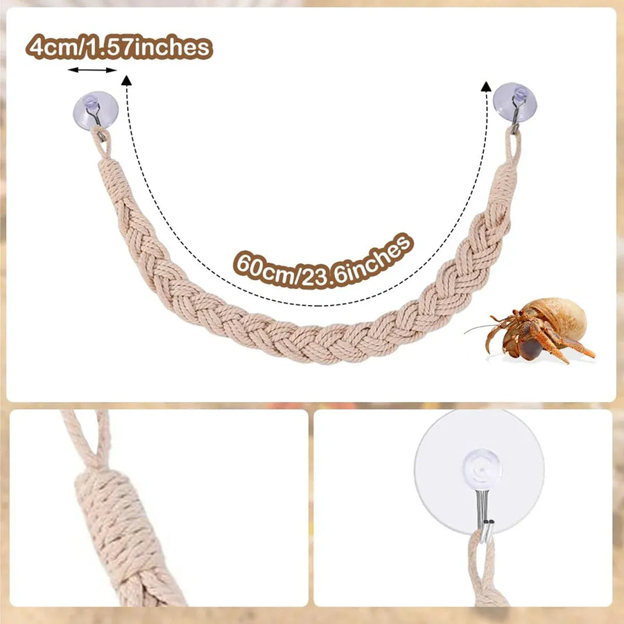 1PC Pet Climbing Gear Suspension Bridge Rope Swing for Reptiles Hermit Crabs