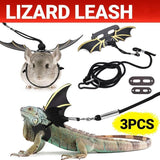 Lizard Harness Leash with Bat Wings Adjustable Reptile Lead for Bearded Dragons