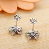 Colourful Petal Zircon Earrings Silver Ladies Wedding Party Christmas Gift - Extra Image