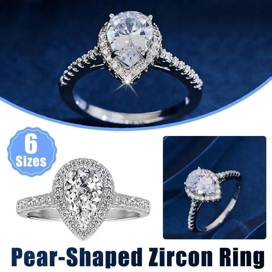 Sparkling Pear Shaped Zircon Cluster Ring Pear Shape Engagement Women Gift - 5
