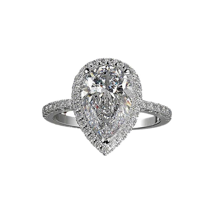 Sparkling Pear Shaped Zircon Cluster Ring Pear Shape Engagement Women Gift - 7