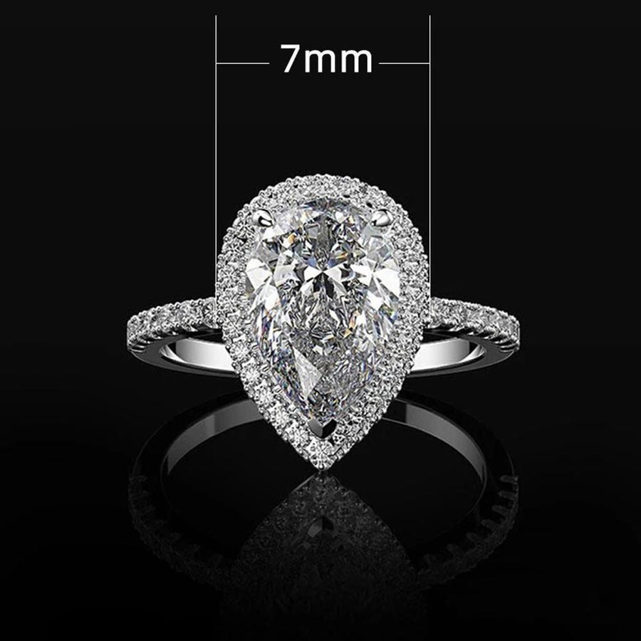 Sparkling Pear Shaped Zircon Cluster Ring Pear Shape Engagement Women Gift - 7