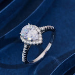 Sparkling Pear Shaped Zircon Cluster Ring Pear Shape Engagement Women Gift - 9