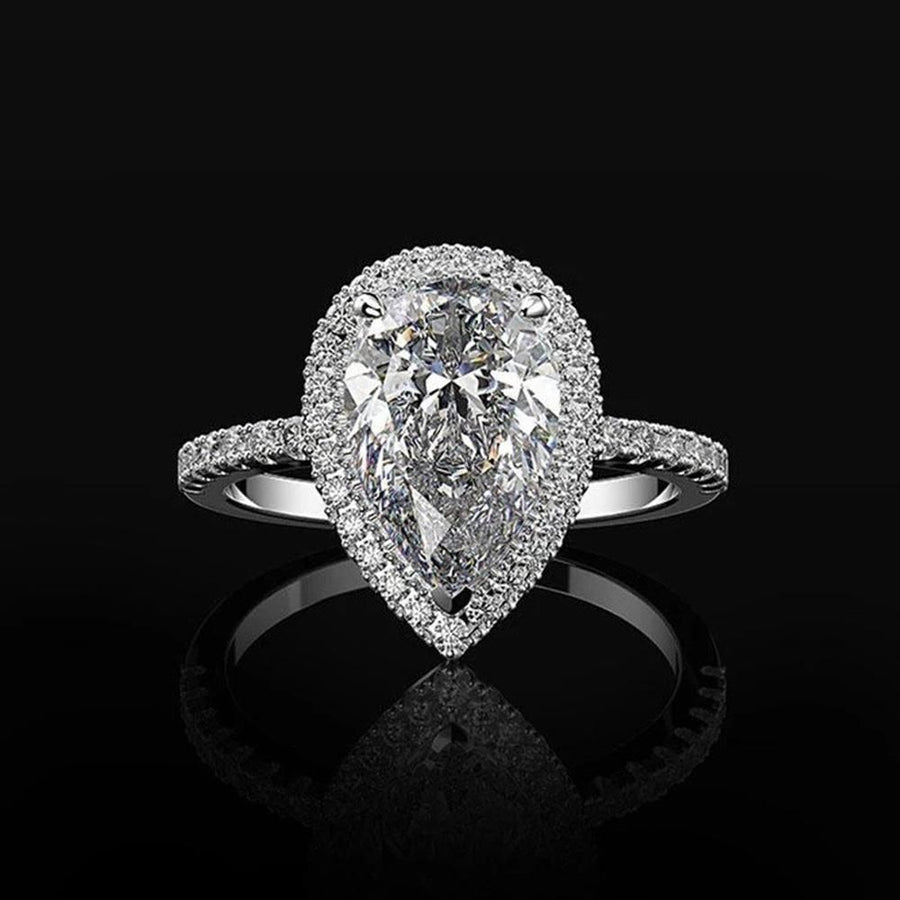 Sparkling Pear Shaped Zircon Cluster Ring Pear Shape Engagement Women Gift - 9