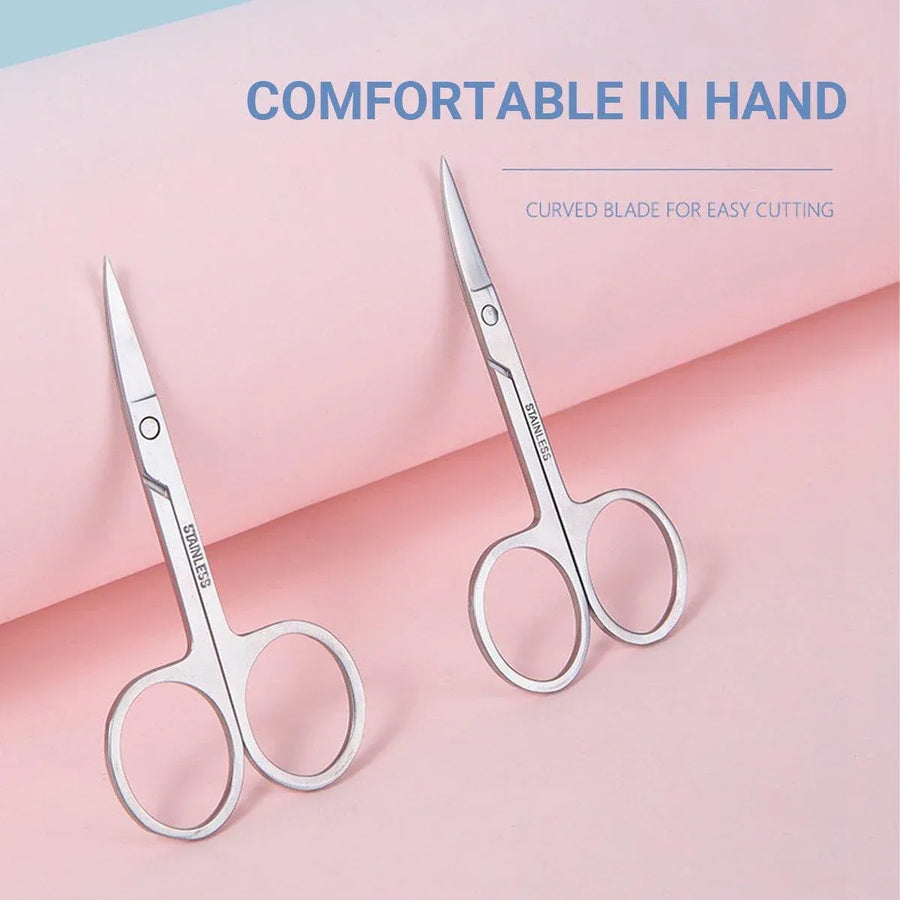 Eyebrow Trimming Scissors Eyelash Nose Hair Cutter Manicure Tweezers