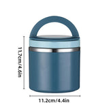 Stainless Steel Insulated Lunch Box Bento Box Thermal Food Container Breakfast - Green - Side View