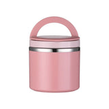 Stainless Steel Insulated Lunch Box Bento Box Thermal Food Container Breakfast - Pink - Close-Up Angle