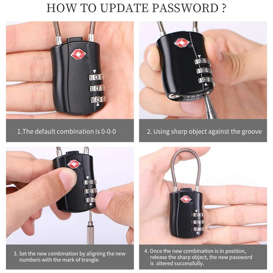 Zinc Alloy Combination Lock Anti-Theft For Luggage Cabinet Drawer Suitcase - Silver