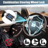 Car Steering Wheel Lock Anti Theft Security Code Lock for Vehicle Protection Use - Red - Low Angle