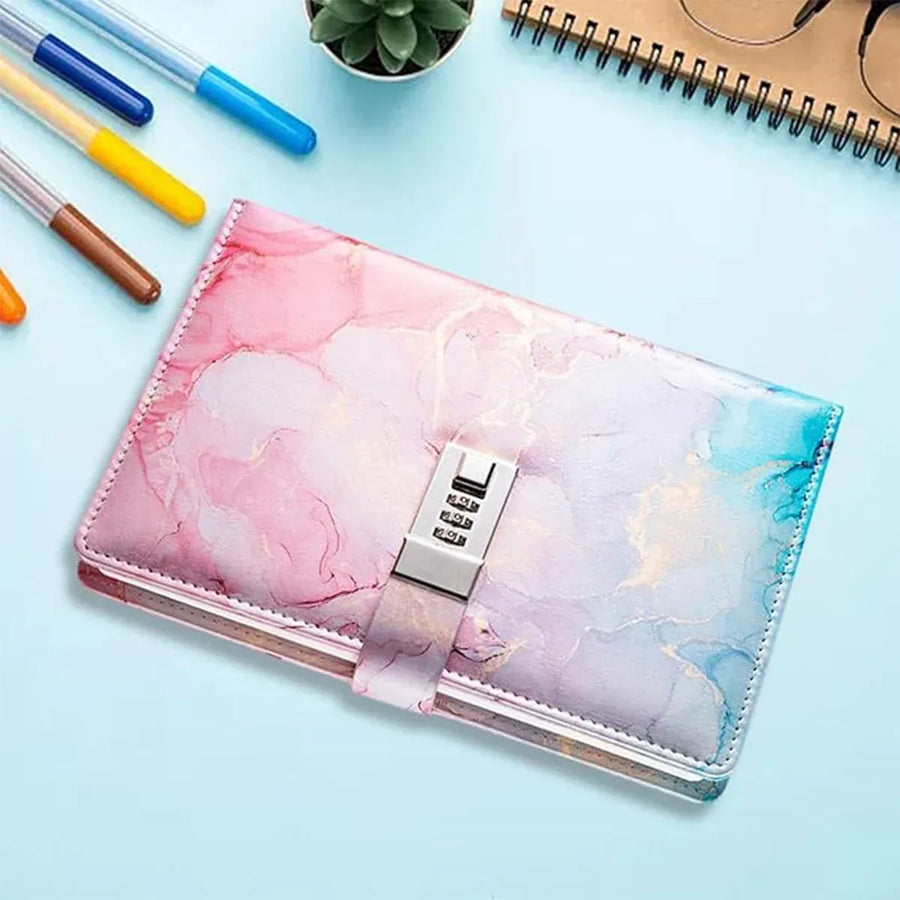Password Book Notebook Planner Lockable Diary Journal for Office School Personal - Pink