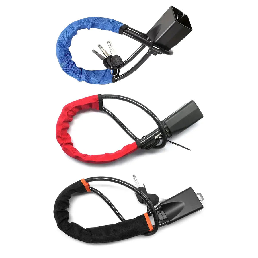Universal Steering Wheel Lock with 3 Key Seat Car Belt Lock Anti-Theft Device - Red