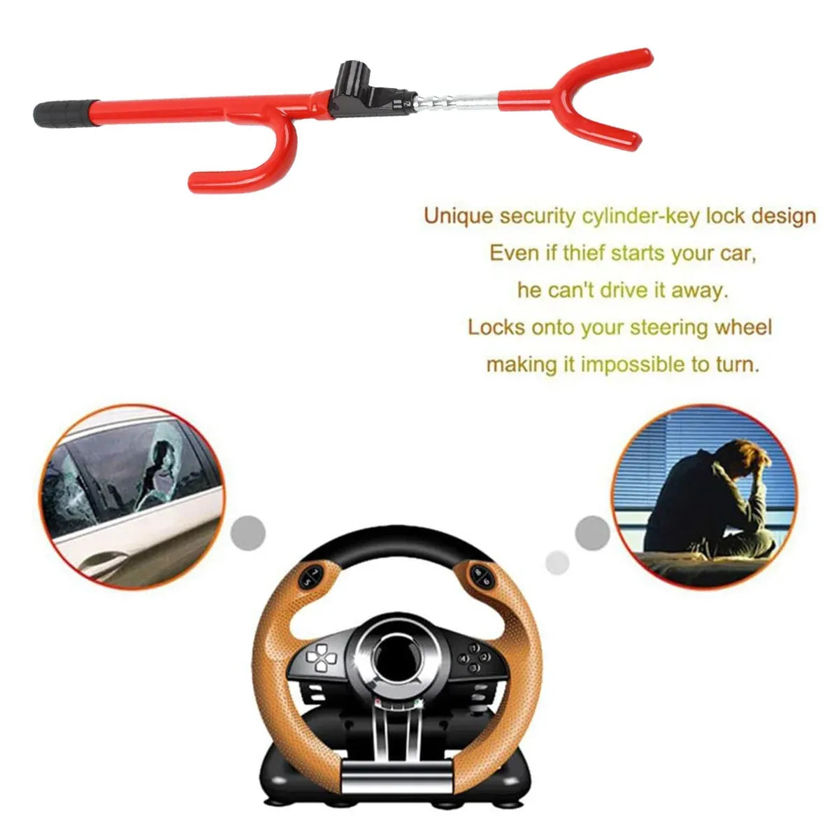Adjustable Car Steering Wheel Lock Anti Theft Security Bar