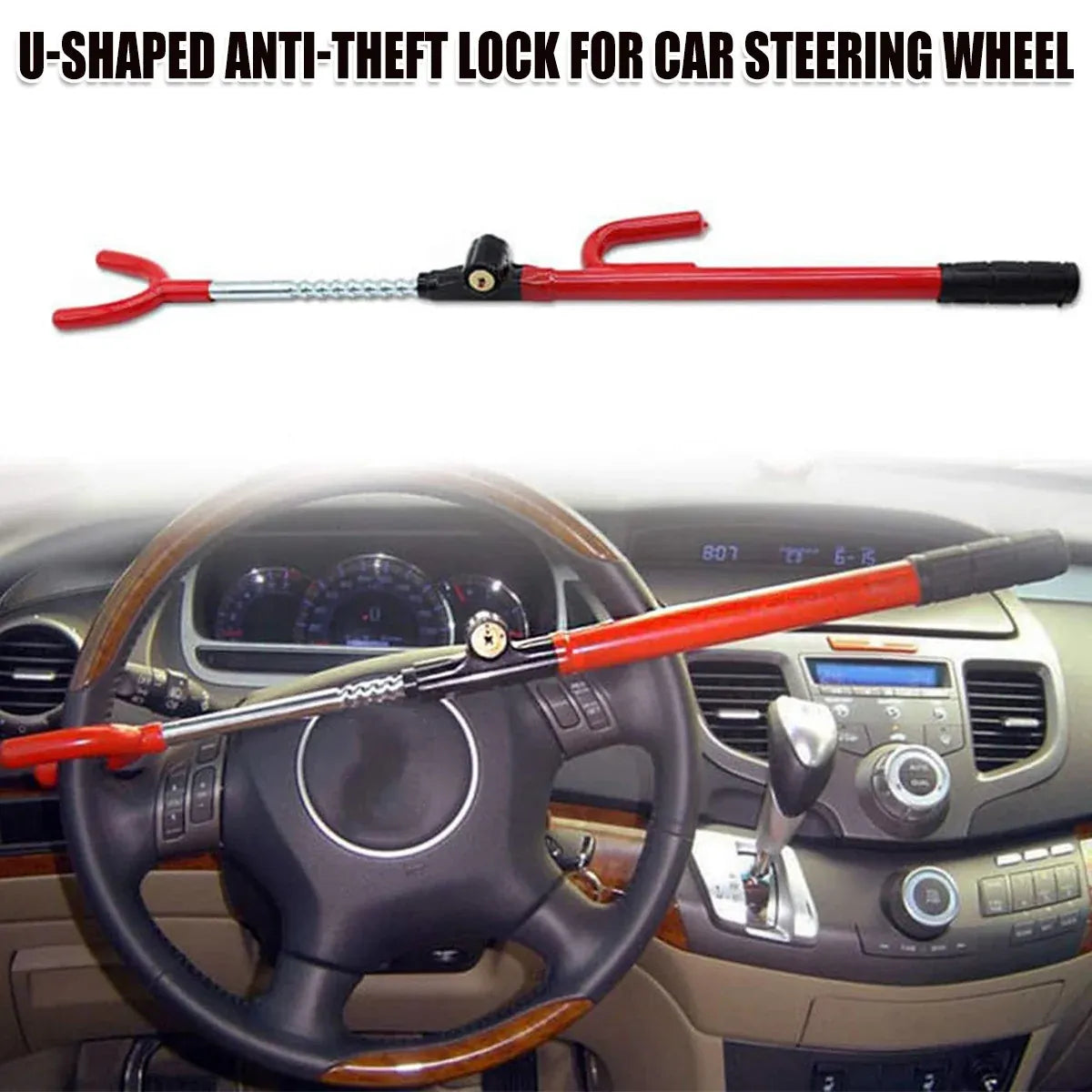 Adjustable Car Steering Wheel Lock Anti Theft Security Bar