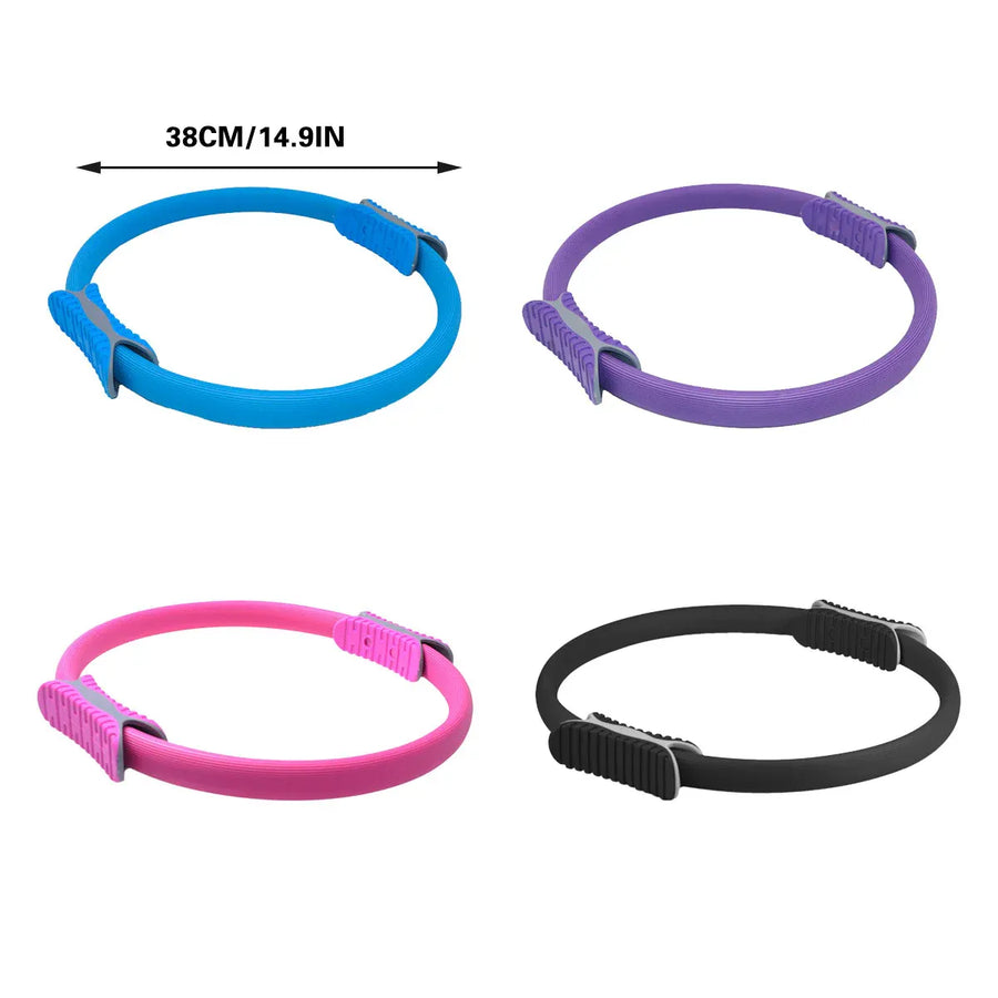 Multicolor Yoga Circle Crescent Handle Pilates Ring for Body Toning Exercise - Blue
