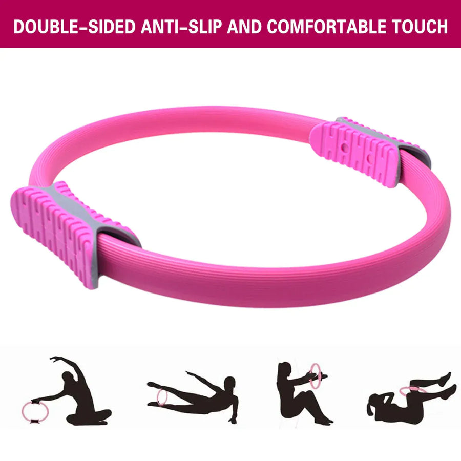 Multicolor Yoga Circle Crescent Handle Pilates Ring for Body Toning Exercise - Blue